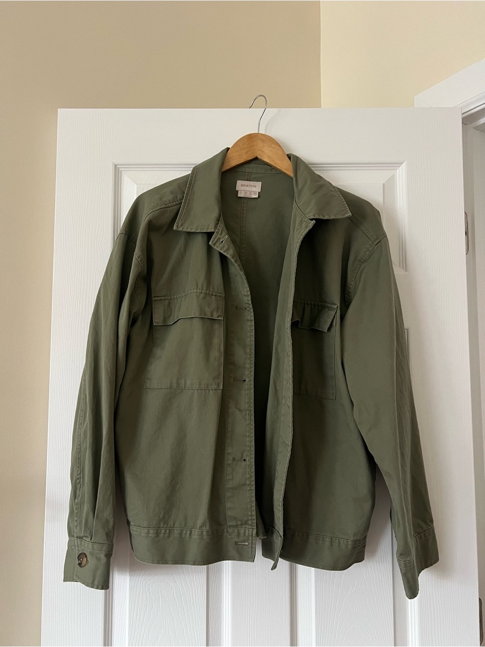 Women’s Brixton Stark Trucker Utility Shacket Olive green Surplus jacket large